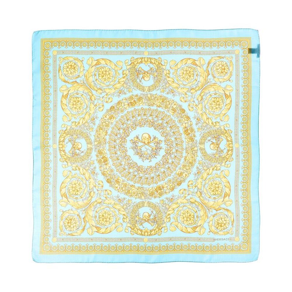 Versace Barocco Print Silk Scarf, Blue